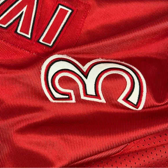 Reebok Iverson Jersey Mens Large Red White Vintage Split Football Embroidered - Picture 6 of 11